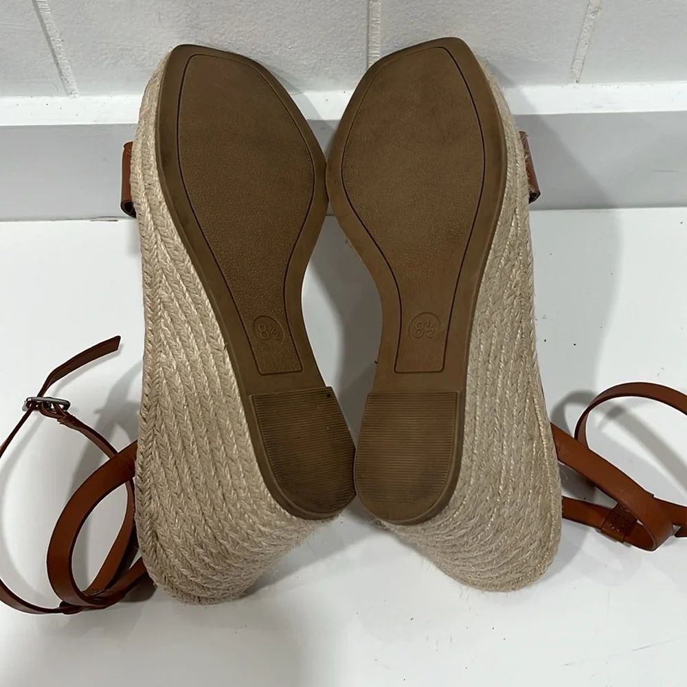 A New Day Brown Espadrille Shoes with Ankle Strap 8.5 Brown Camel tan color